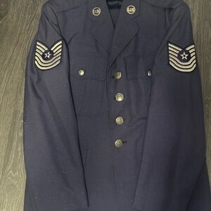 1970s USAF Dress Blues Uniform Set – 42S Jacket & 32R Trousers – Vietnam Era